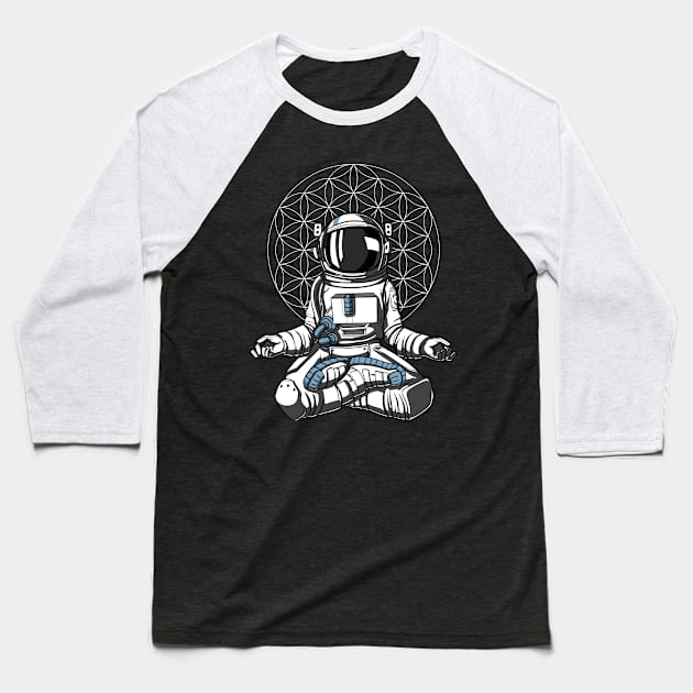 Space Astronaut Zen Yoga Meditation Baseball T-Shirt by underheaven